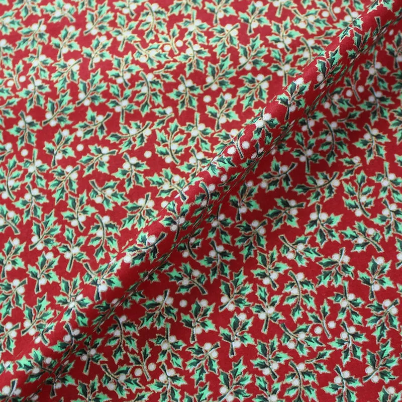 Red Metallic Christmas Cotton - Holly Berry