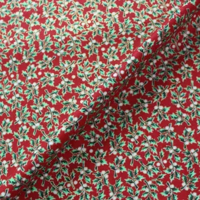 Red Metallic Christmas Cotton - Holly Berry