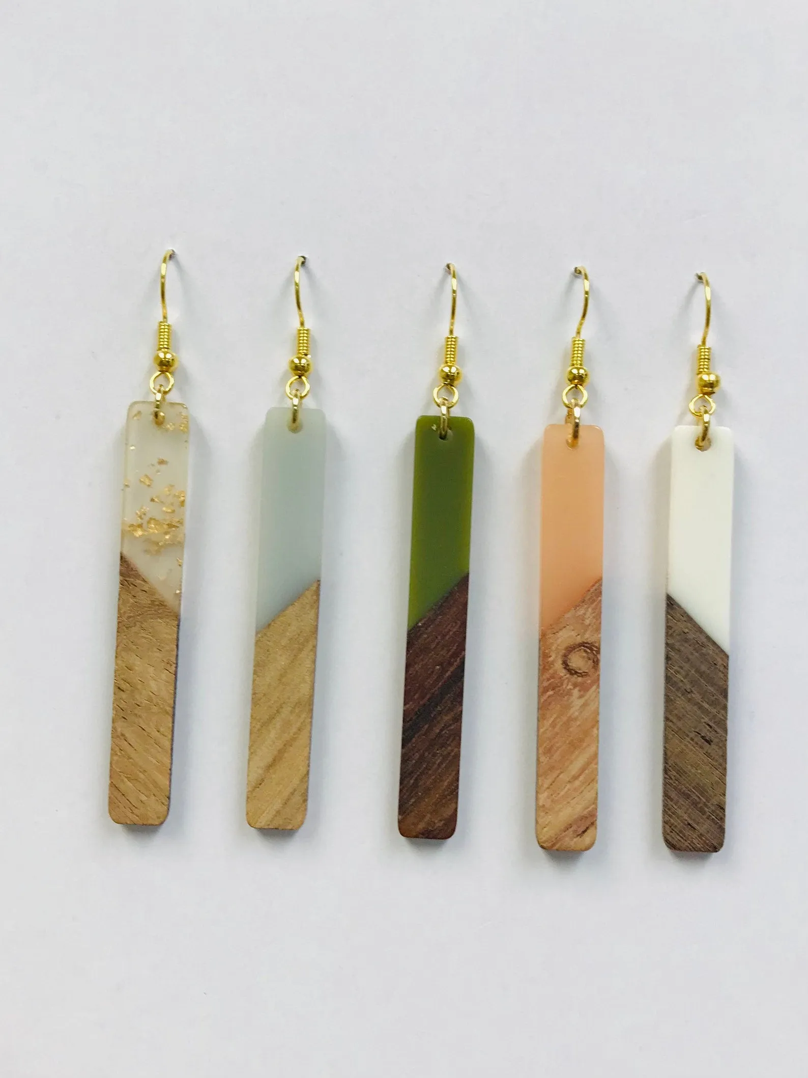 Resin Wood Long Bar Earrings Wholesale