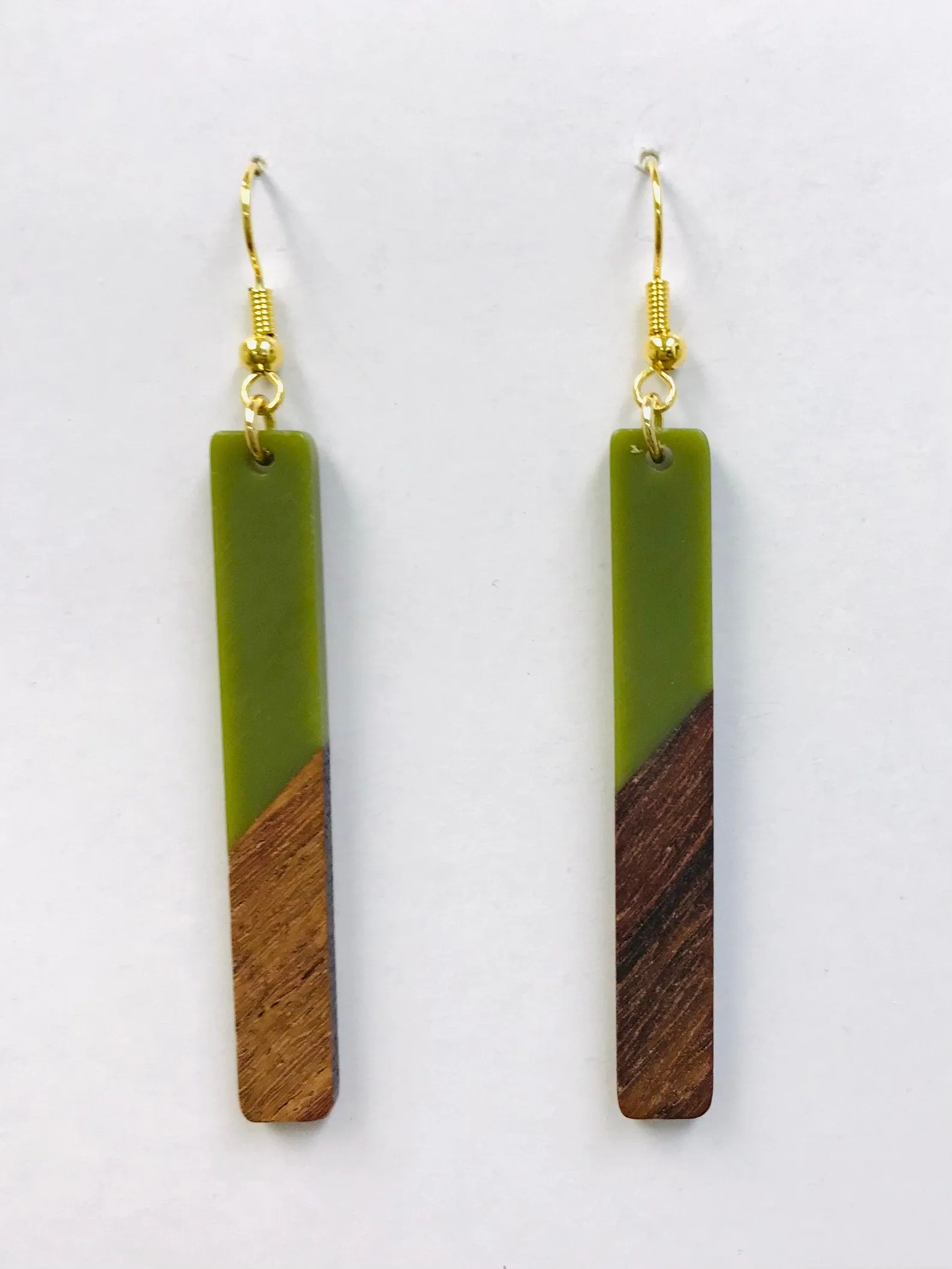 Resin Wood Long Bar Earrings Wholesale