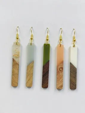 Resin Wood Long Bar Earrings Wholesale