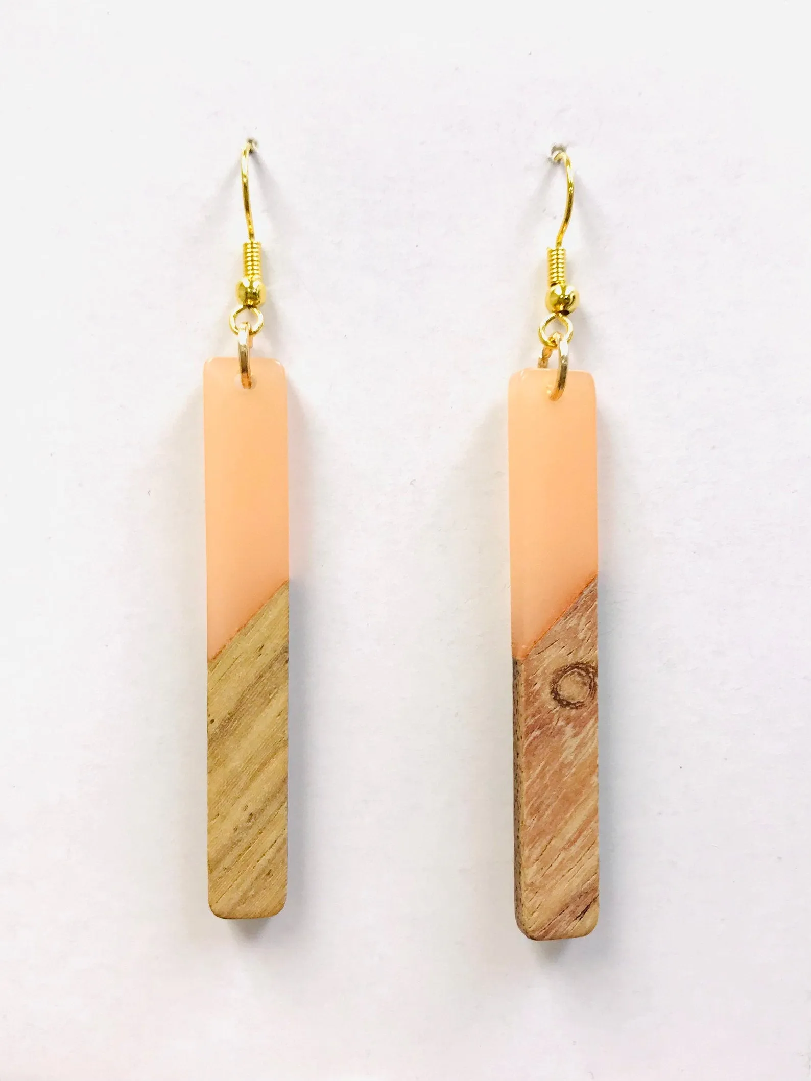 Resin Wood Long Bar Earrings Wholesale