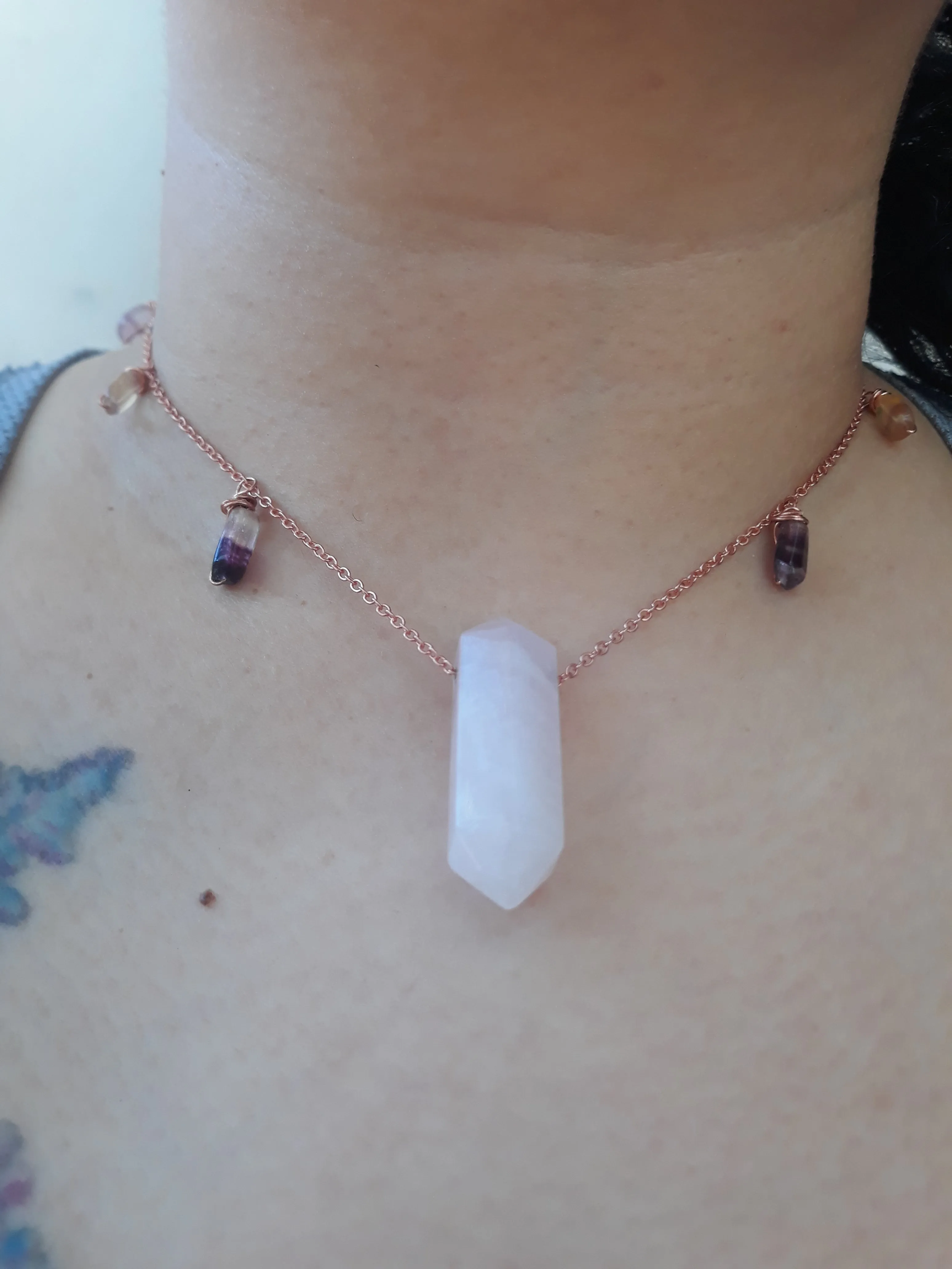 Rose Quartz Fluorite Necklace