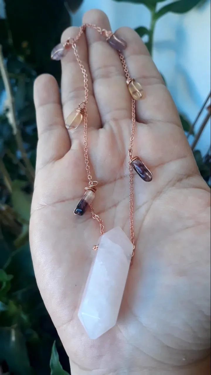 Rose Quartz Fluorite Necklace