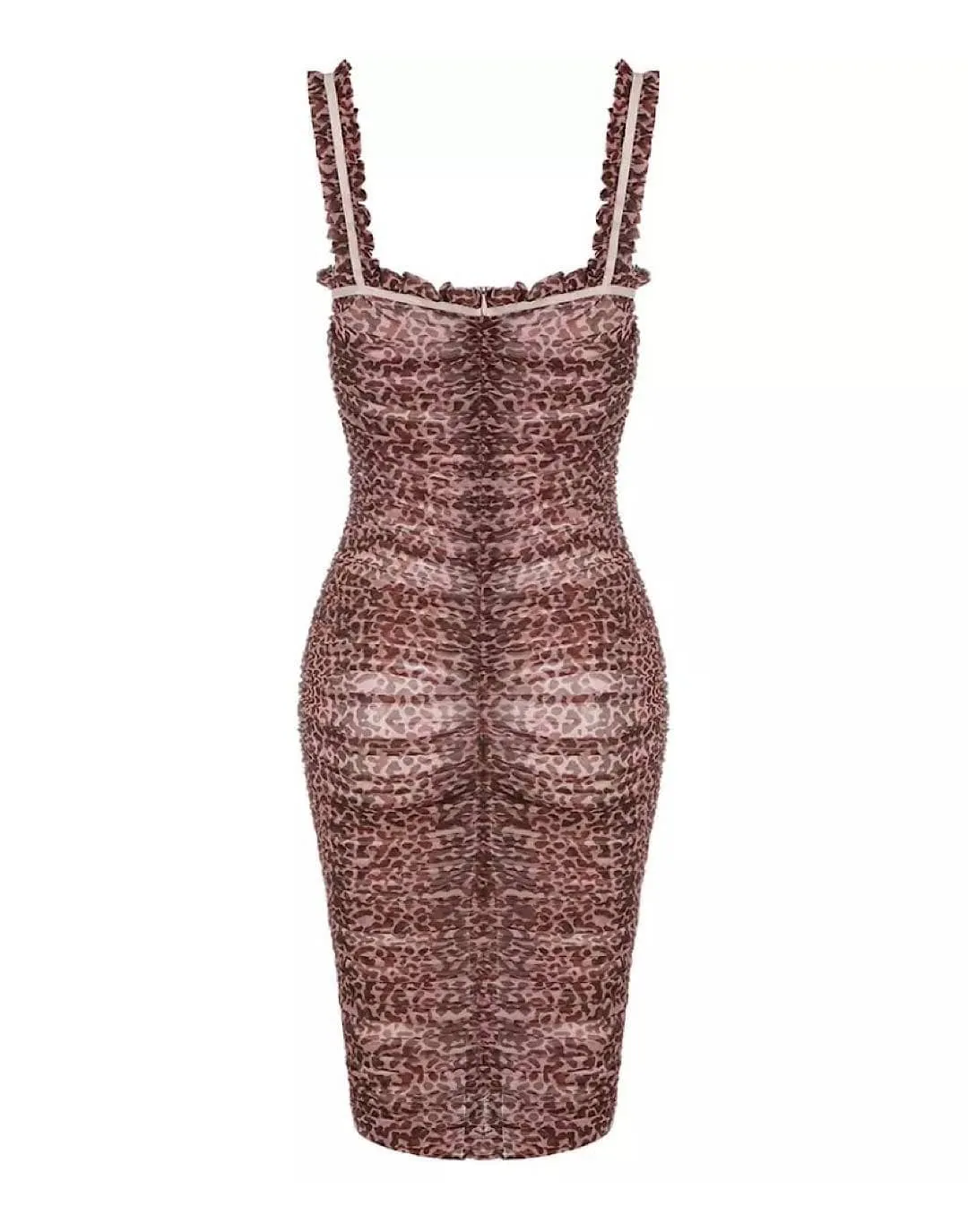 Ruched Bodycon Mesh Dress