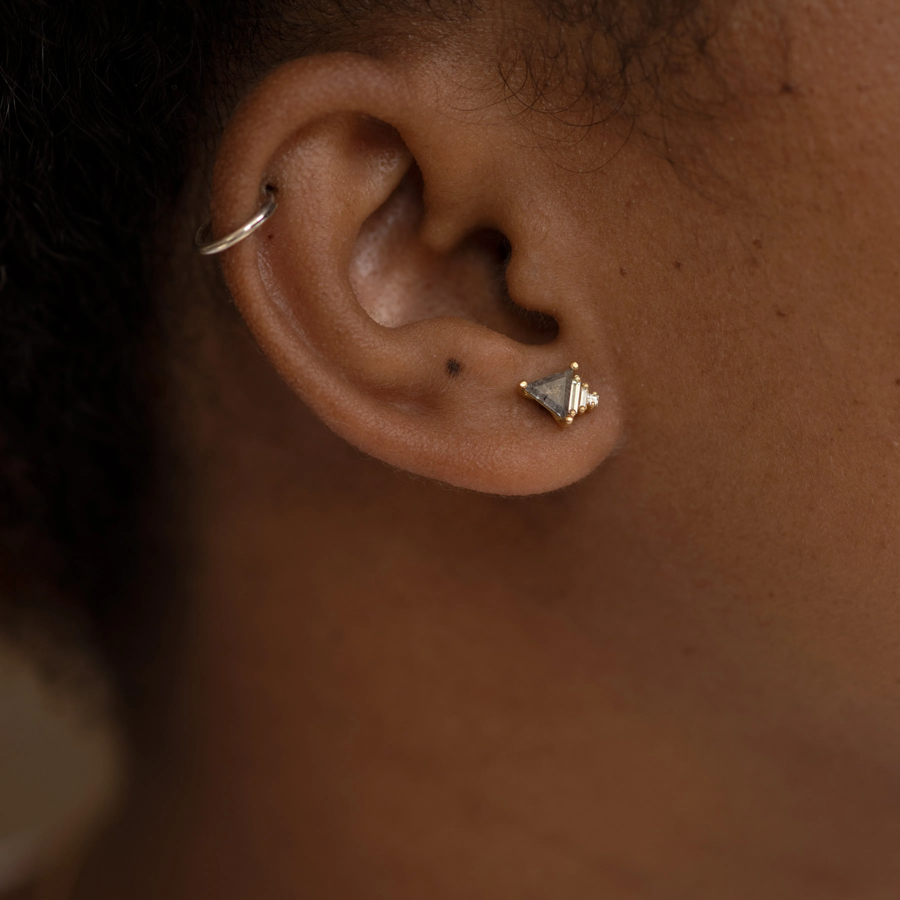 Salt and Pepper Diamond Earrings with Baguettes