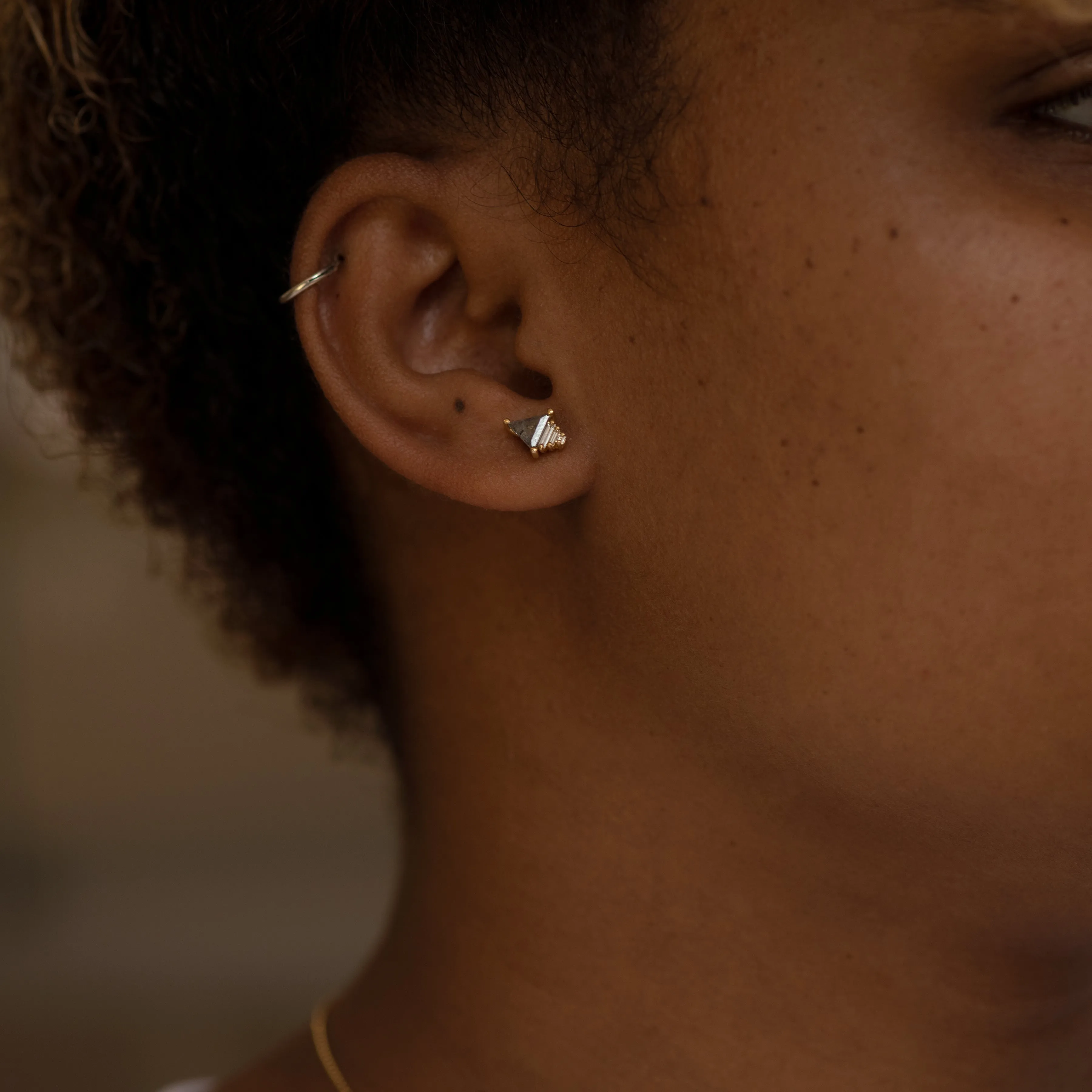 Salt and Pepper Diamond Earrings with Baguettes