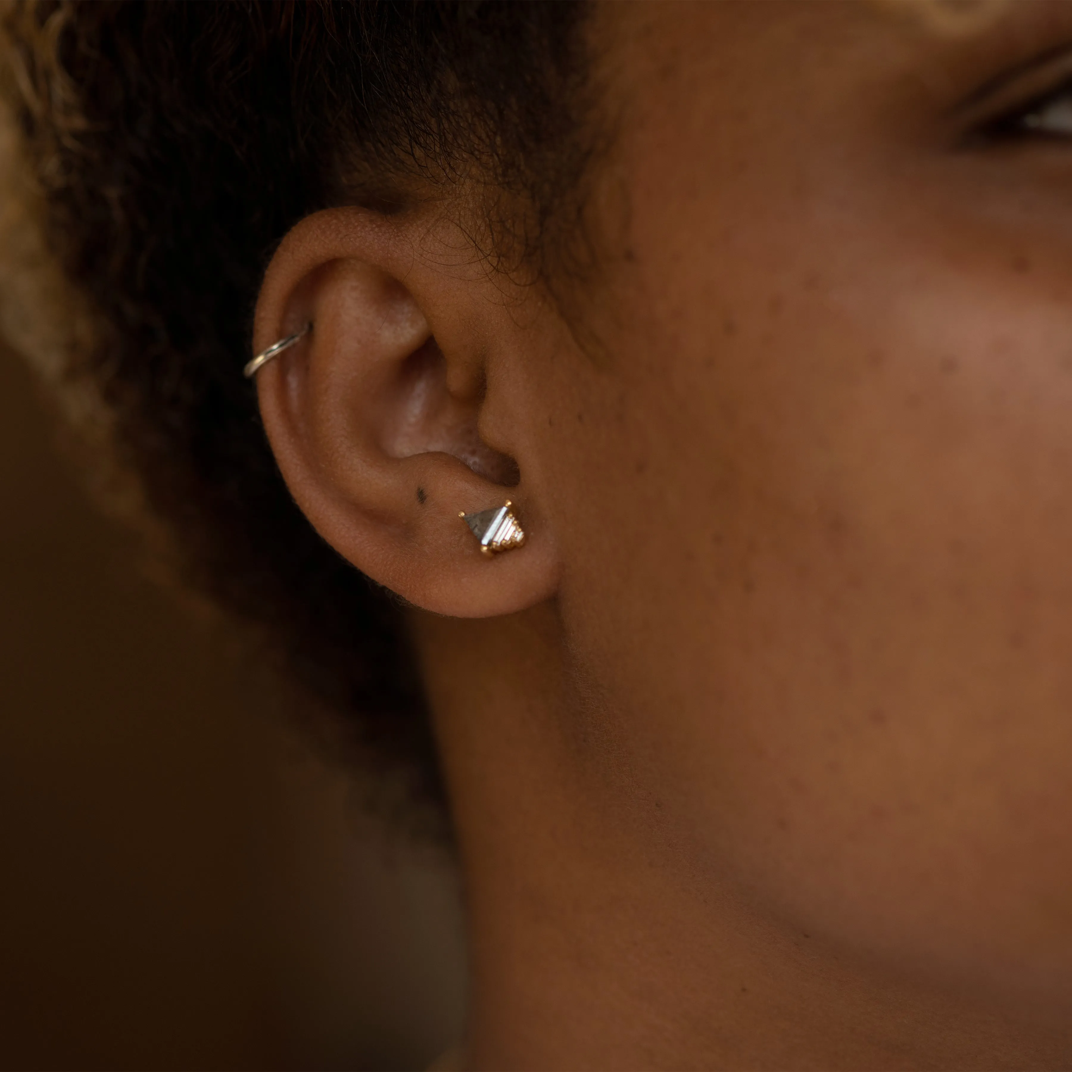 Salt and Pepper Diamond Earrings with Baguettes