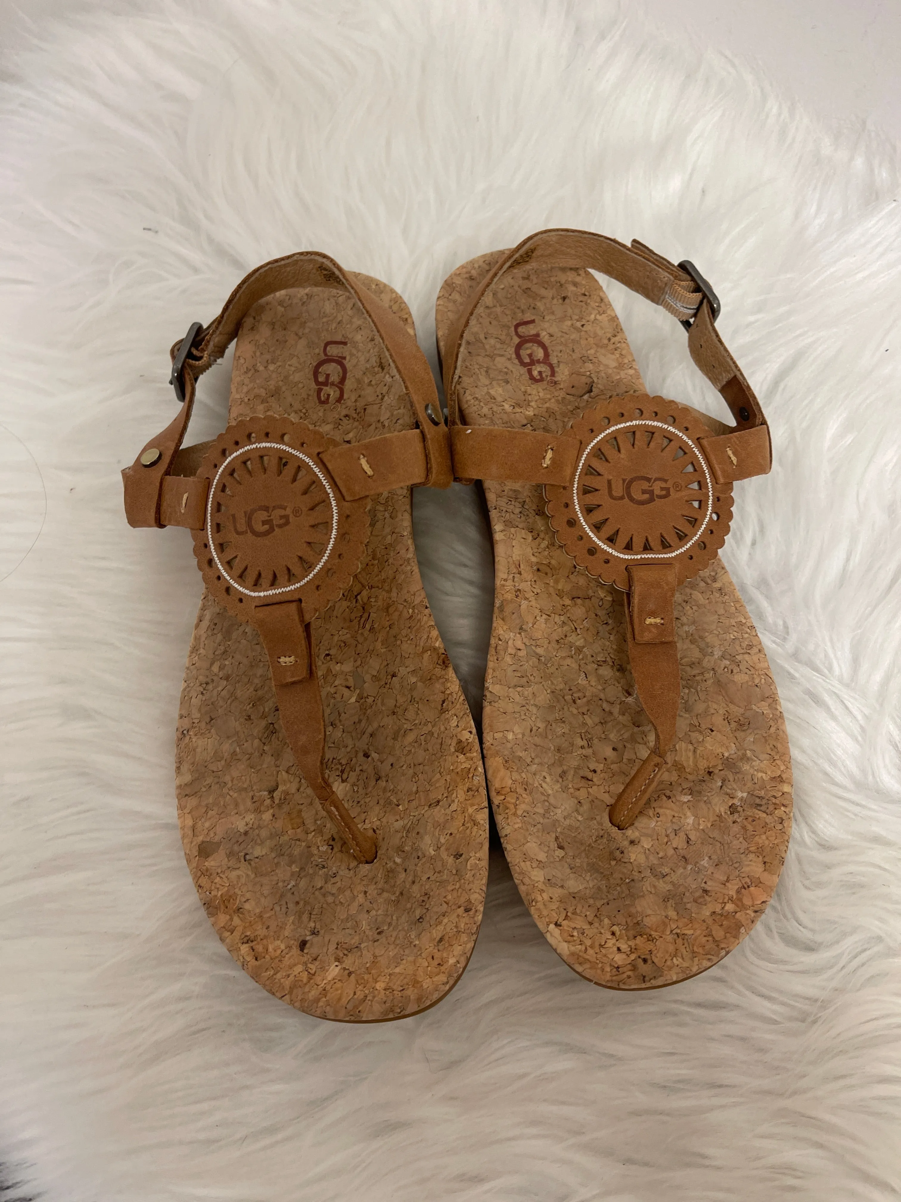 Sandals Flats By Ugg In Brown, Size: 8