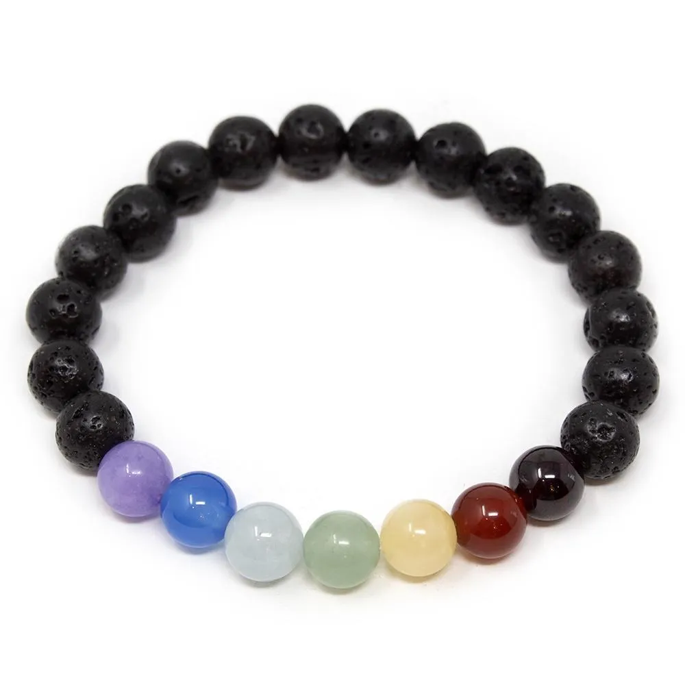 Seven Chakras Diffuser Kids Bracelet Lava Stone Large