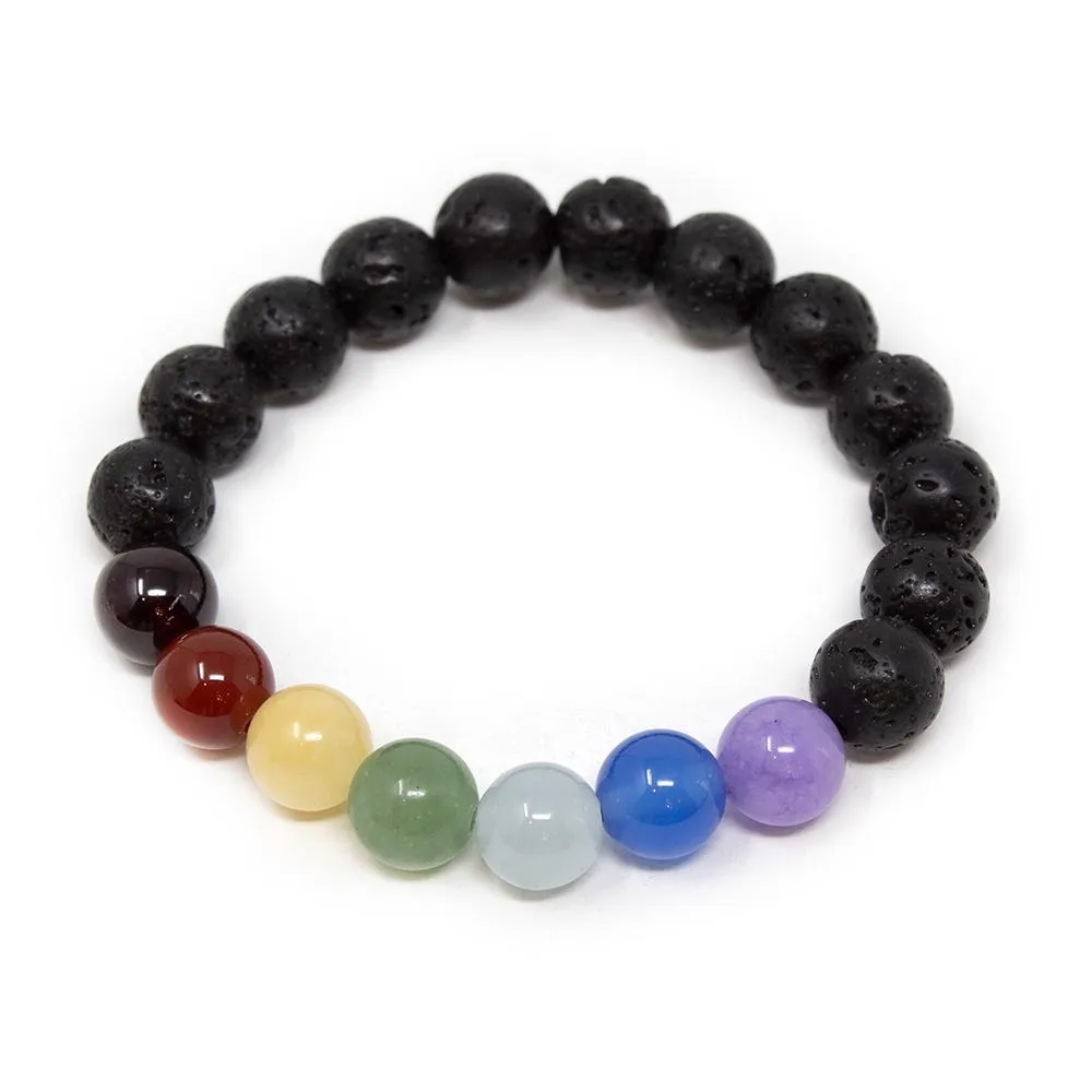 Seven Chakras Diffuser Kids Bracelet Lava Stone Medium