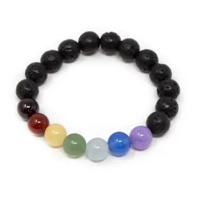 Seven Chakras Diffuser Kids Bracelet Lava Stone Medium