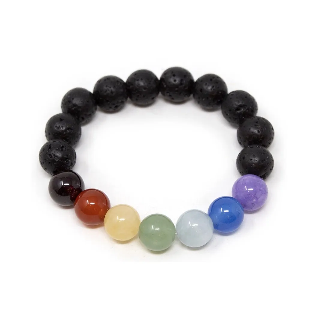 Seven Chakras Diffuser Kids Bracelet Lava Stone Small