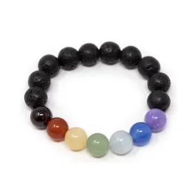 Seven Chakras Diffuser Kids Bracelet Lava Stone Small