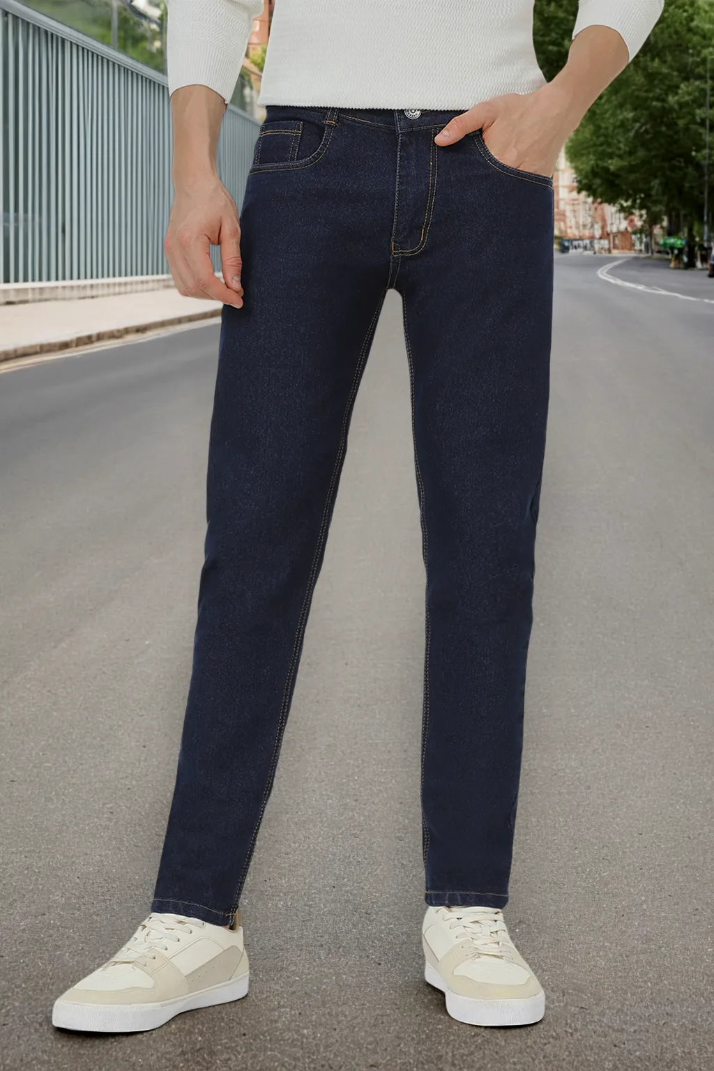 Slim Fit Men Dark Blue Jeans