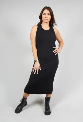 Slim Fit Midi Dress in Black