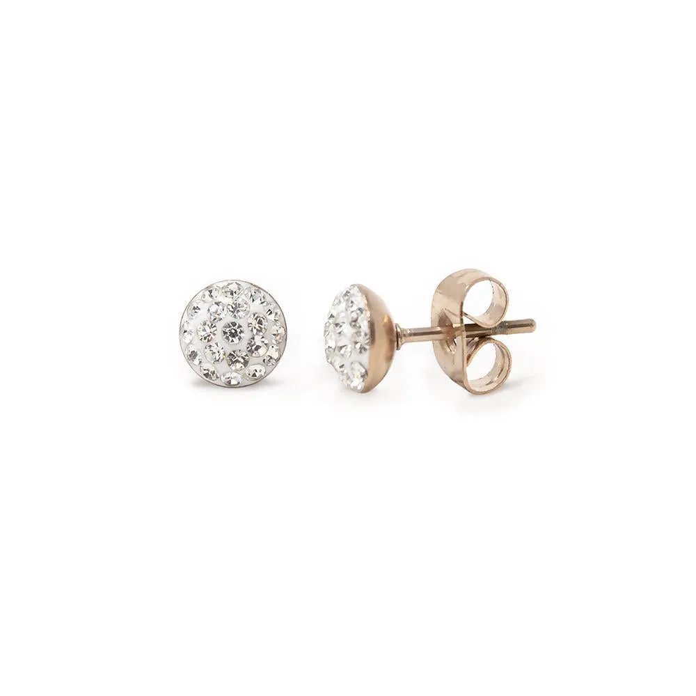 Stainless St CZ Stud Earrings Set of Three R Gold Pl