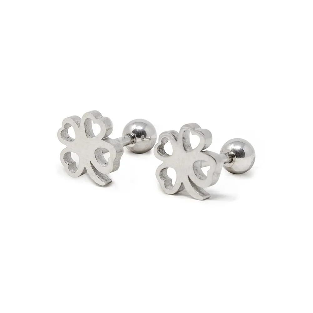 Stainless Steel Baby Stud Earrings Shamrock