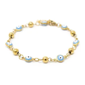 Stainless Steel Blue Evil Eye Bracelet Gold Plated