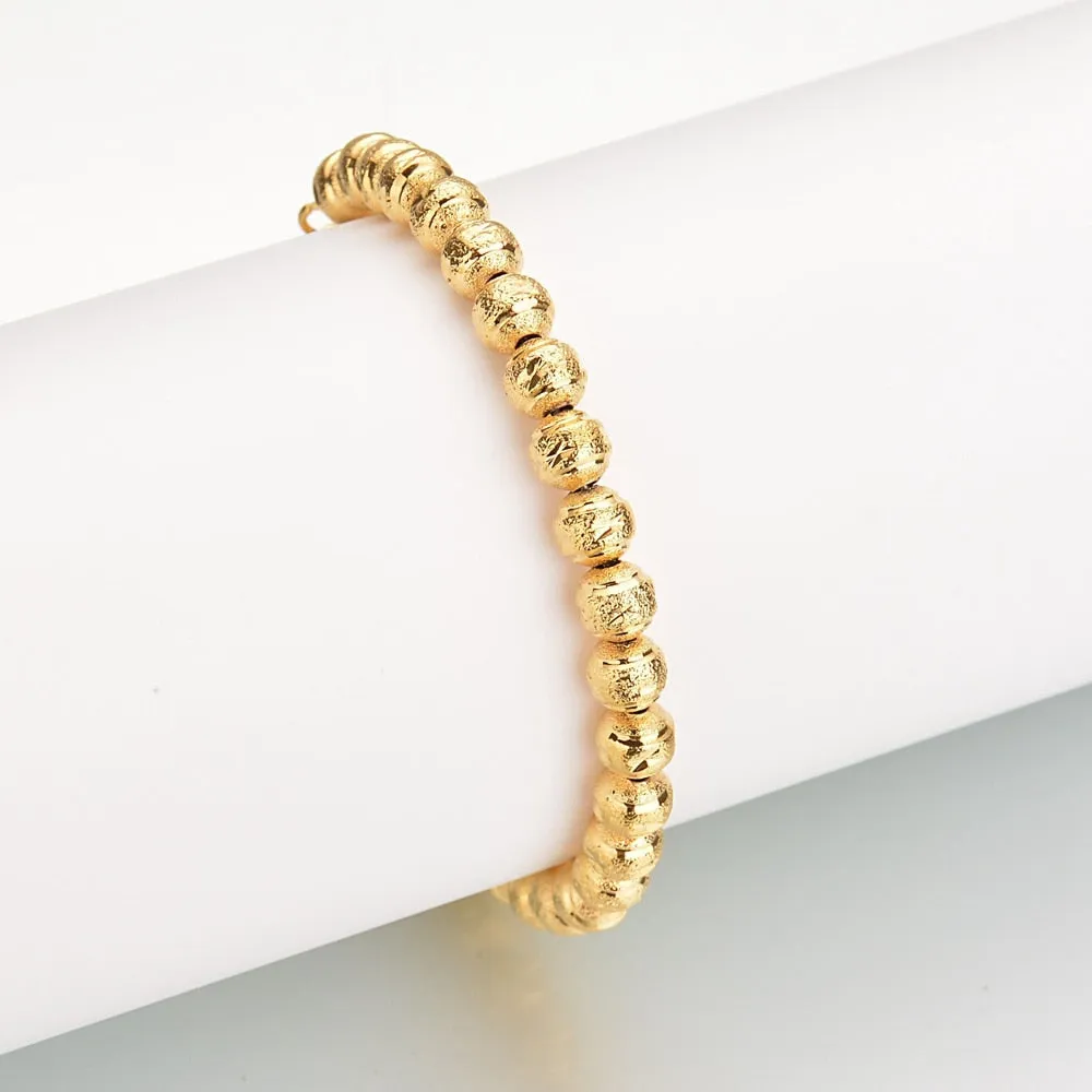 Stainless Steel Gold Color Lucky Bead Bracelets