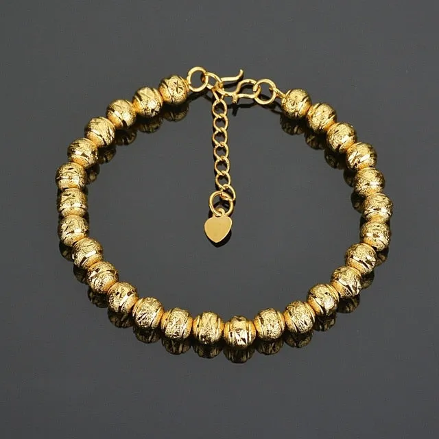 Stainless Steel Gold Color Lucky Bead Bracelets