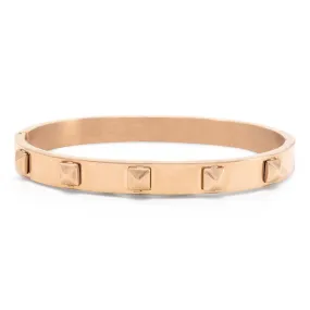 Stainless Steel Pyramid Stud Bangle Rose Gold Plated