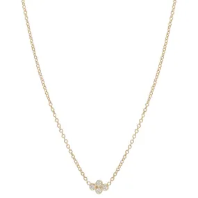 Tiny Diamond Quad Necklace on Gold Chain