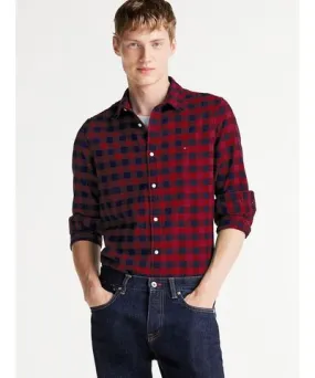 Tommy Hilfiger Men's Slim Fit Gingham Brushed Flannel Shirt