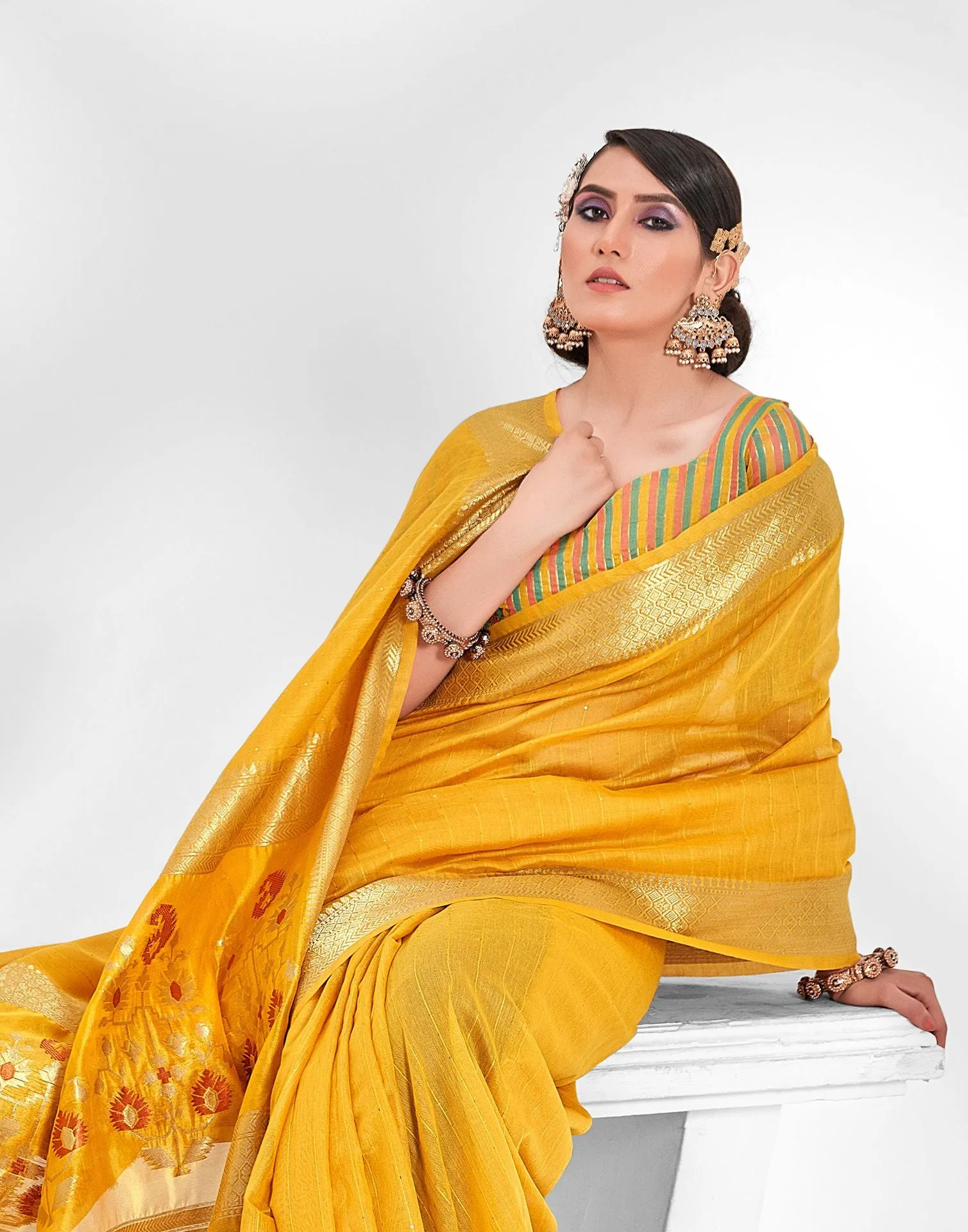 Turmeric Yellow Cotton Saree