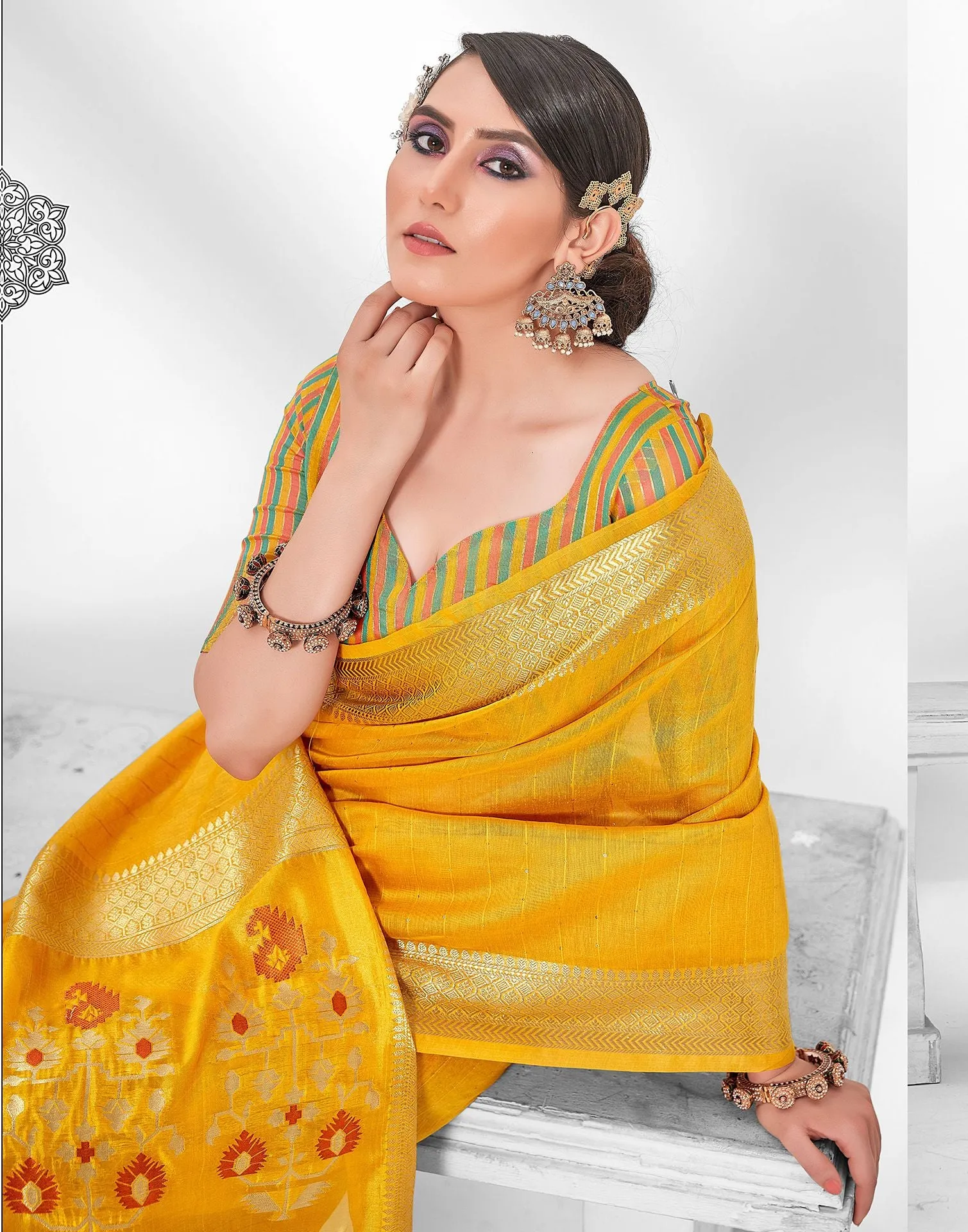 Turmeric Yellow Cotton Saree