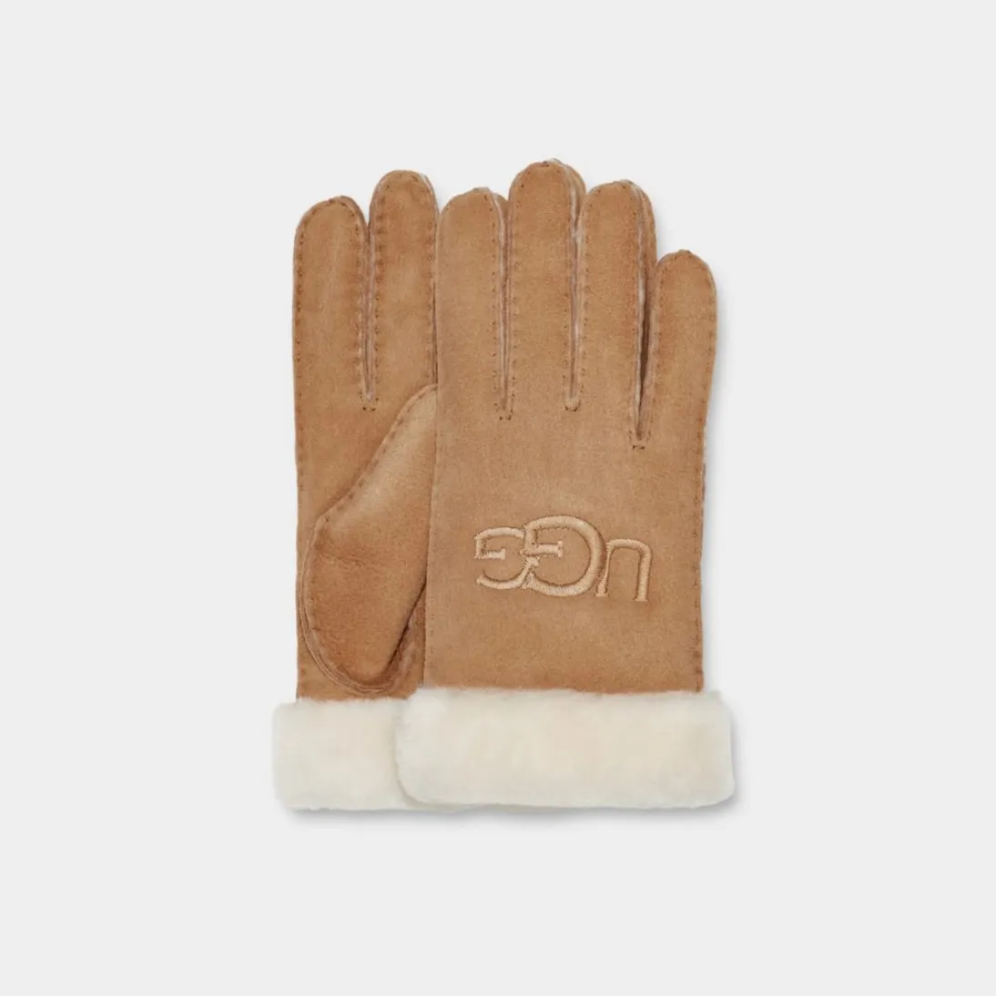 UGG Genuine Sheepskin Embroidered Glove 20931 Chestnut