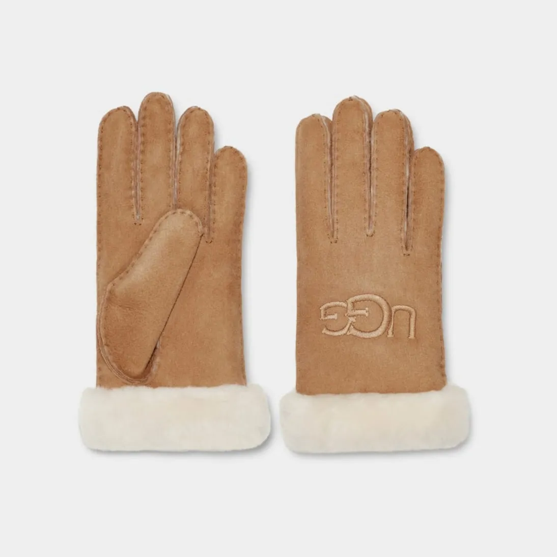 UGG Genuine Sheepskin Embroidered Glove 20931 Chestnut