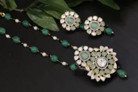 Uncut Kundan Necklace Set - Mint