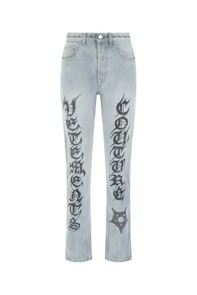 Vetements Logo Printed Slim-Fit Jeans