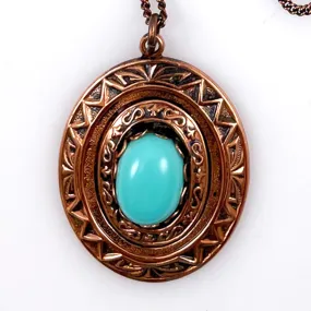 Vintage Copper & Turquoise Pendant Necklace