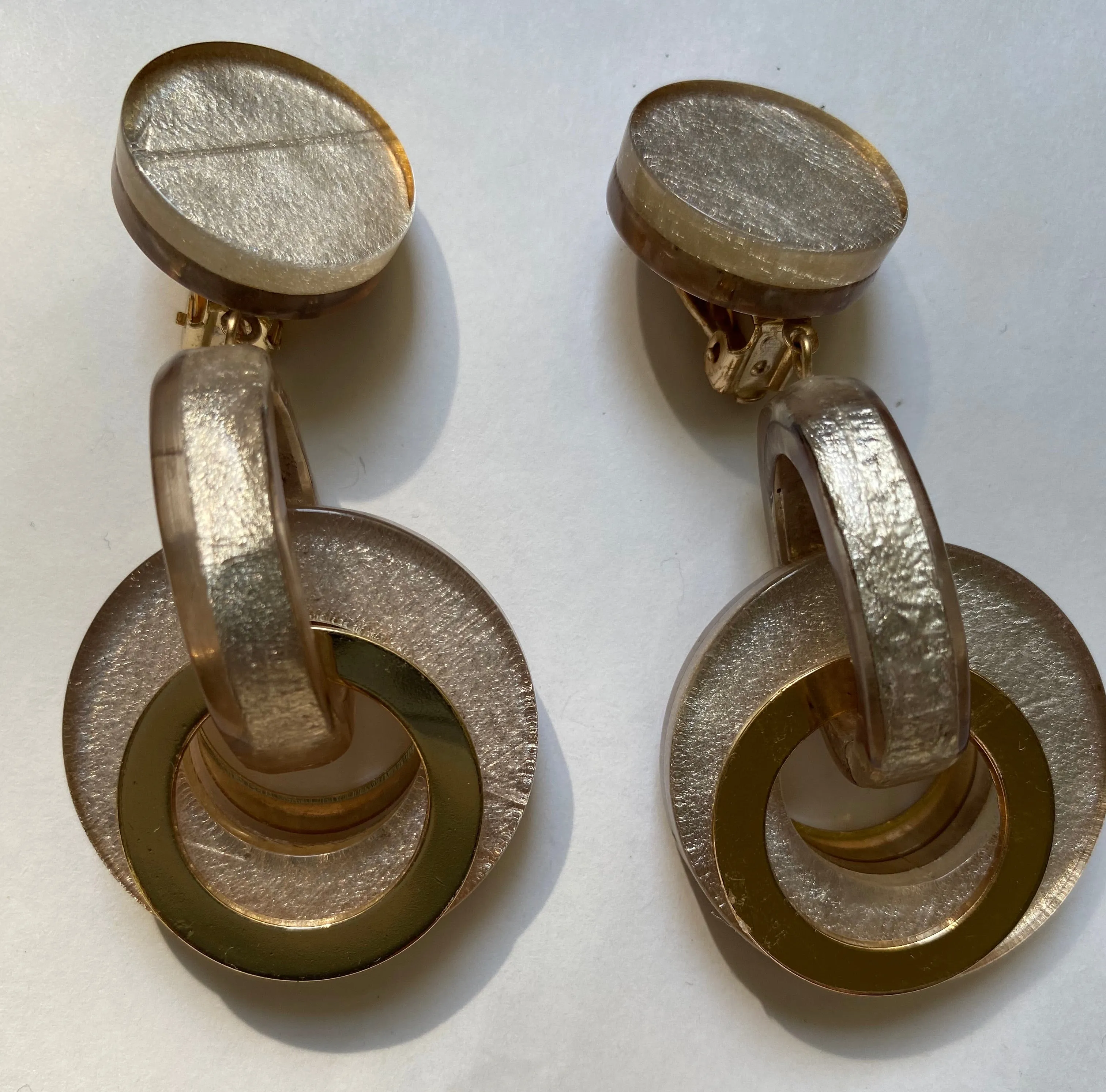 Vintage lucite hoop earrings