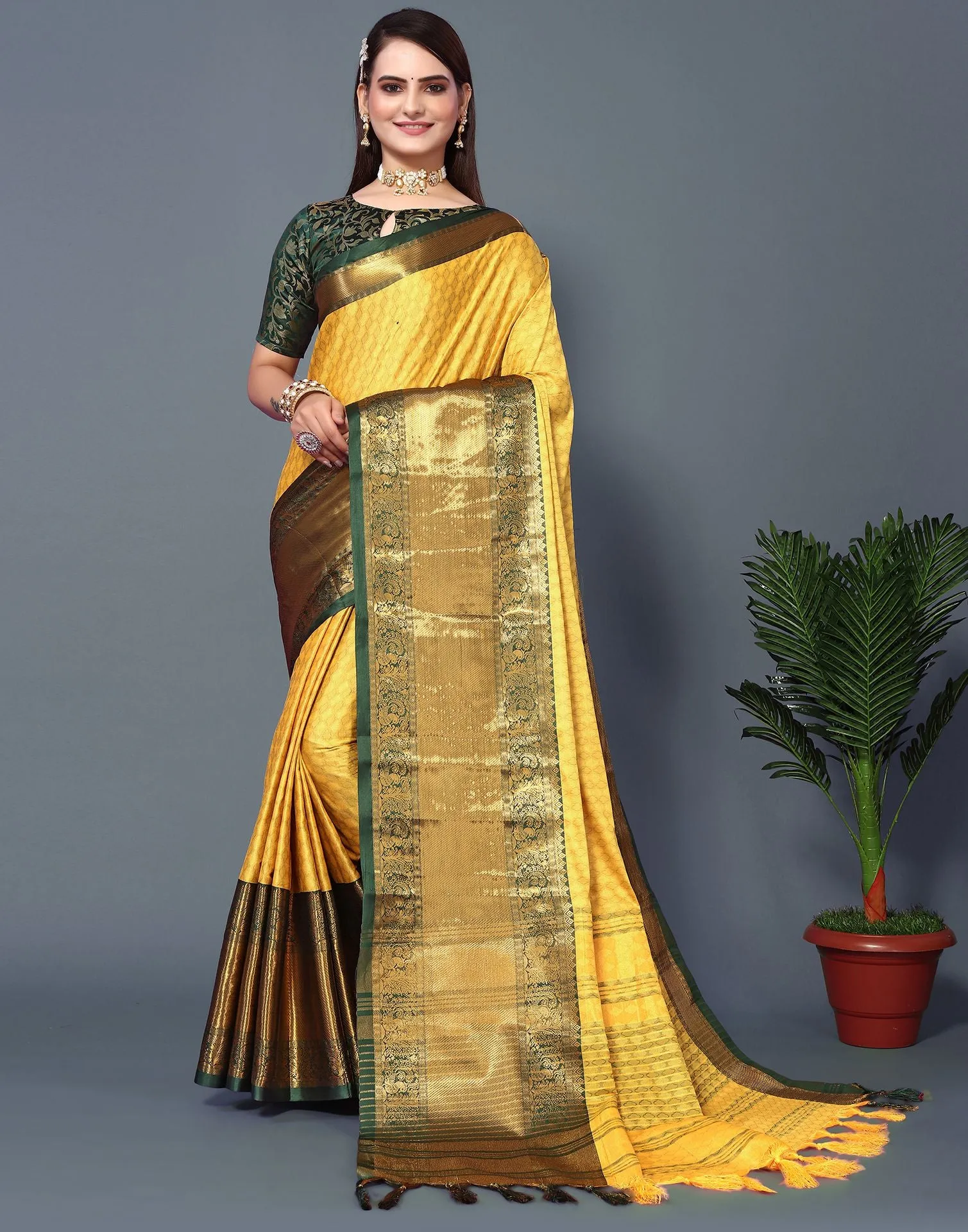 Yellow Cotton Saree