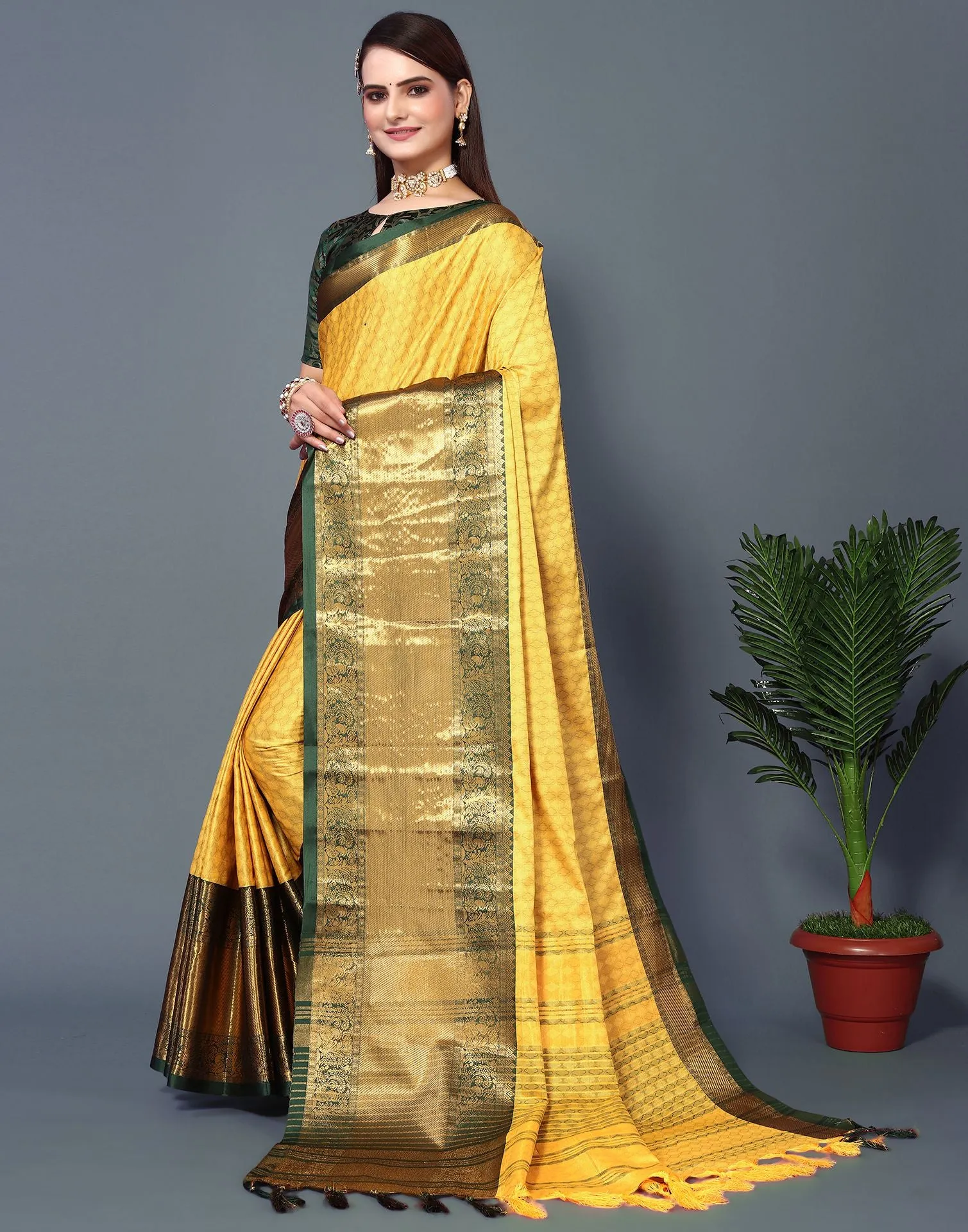 Yellow Cotton Saree