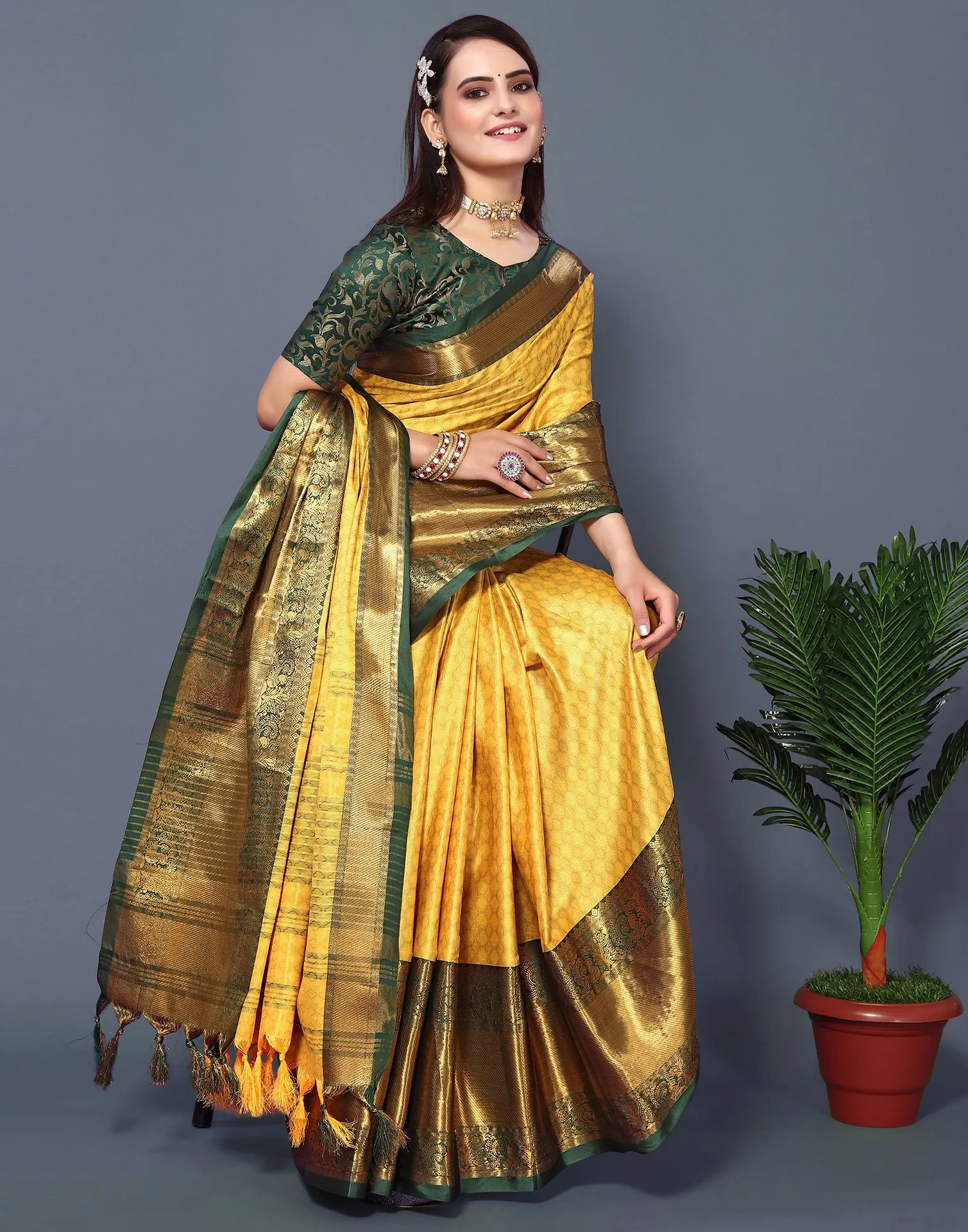 Yellow Cotton Saree