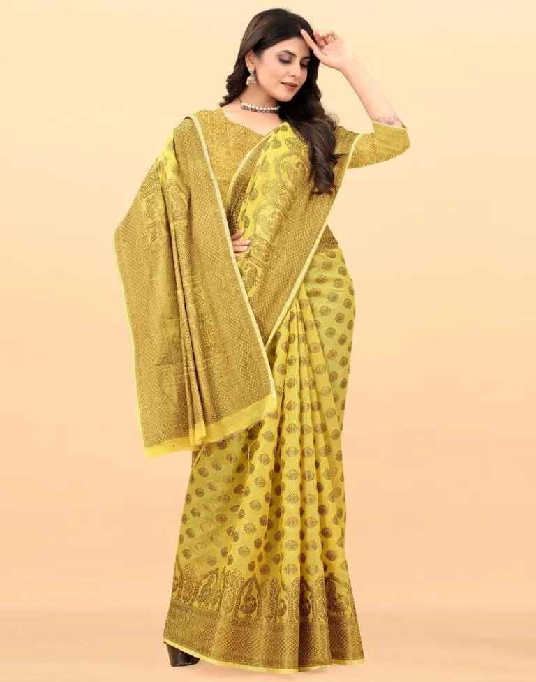 Yellow Weaving Cotton Saree